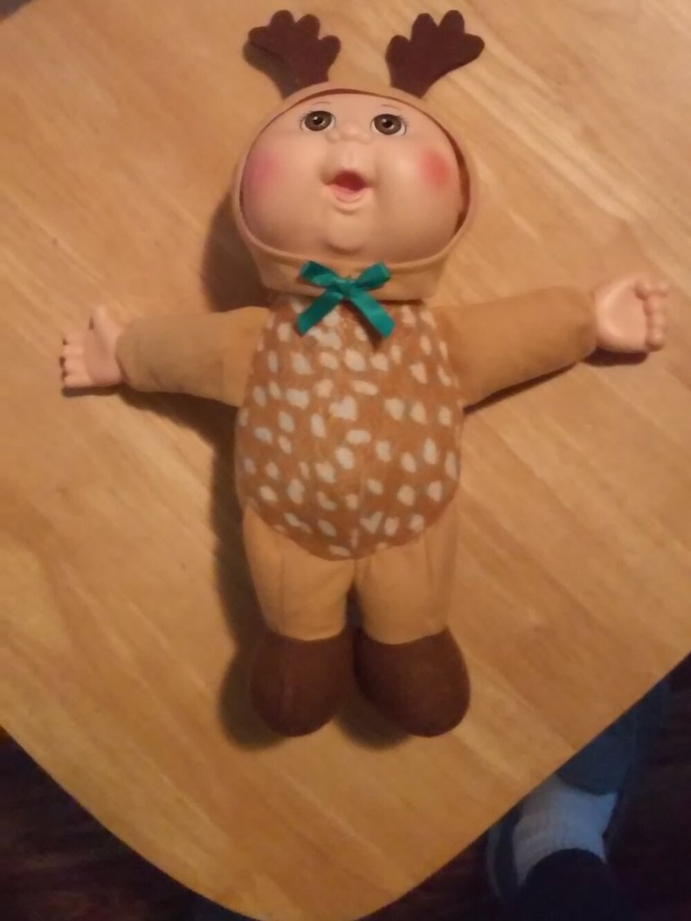 Cabbage Patch Kids Doll With Reindeer Horns On Hat 10" Tall